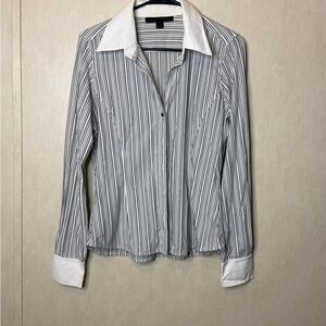 Express Black and White Striped Shirt